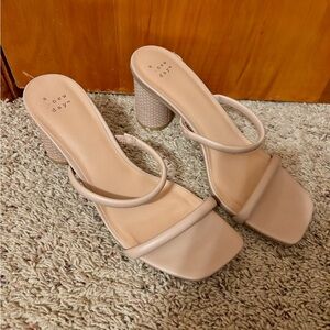 A New Day Women's Cream Block Heel Sandals